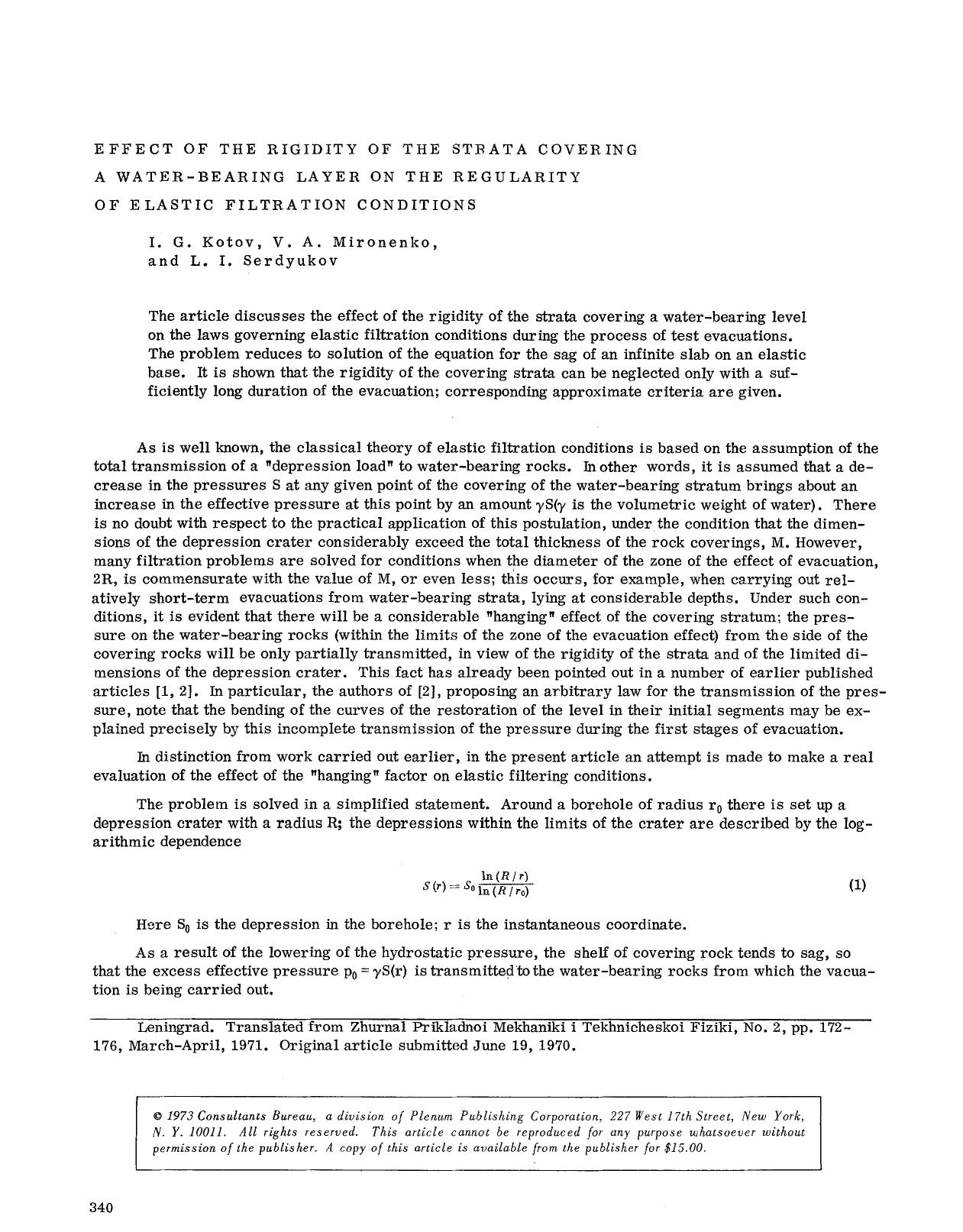 Effect of the rigidity of the strata covering a water-bearing layer on the regularity of elastic filtration conditions by Unknown