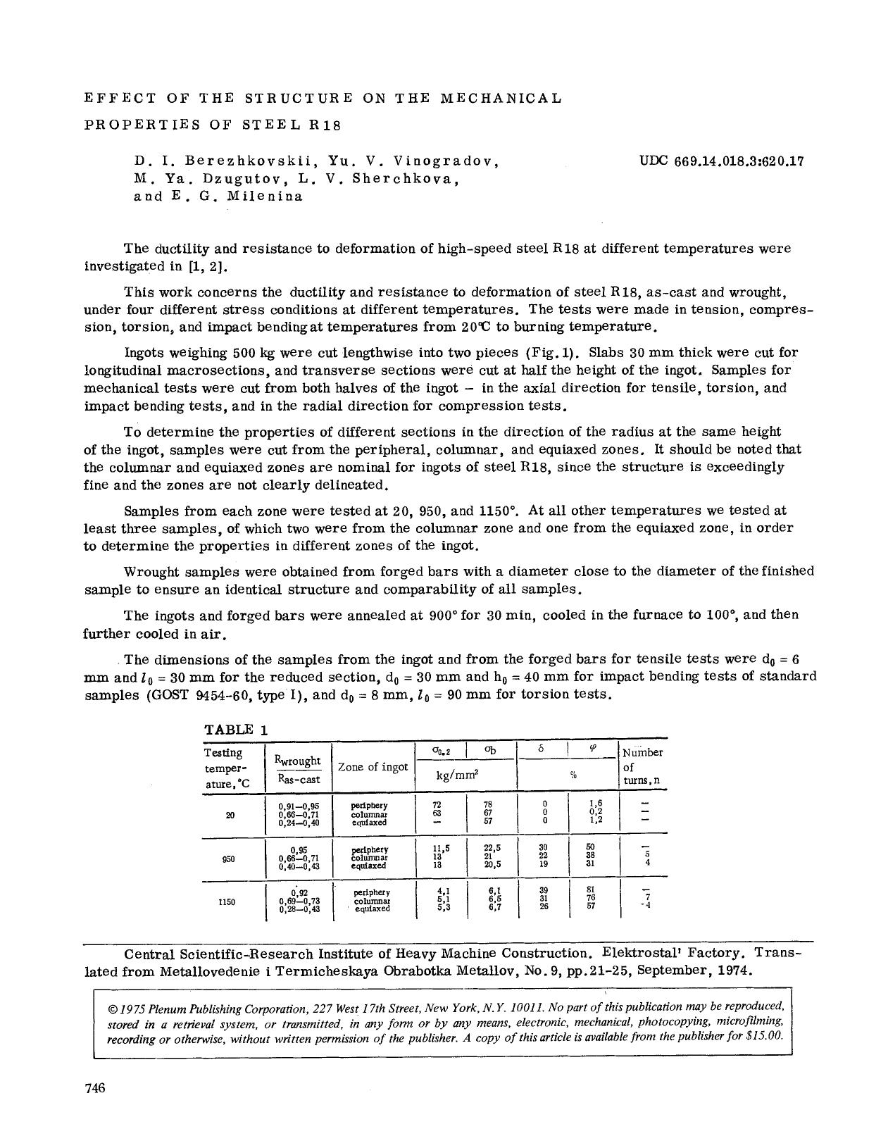 Effect of the structure on the mechanical properties of steel R18 by Unknown