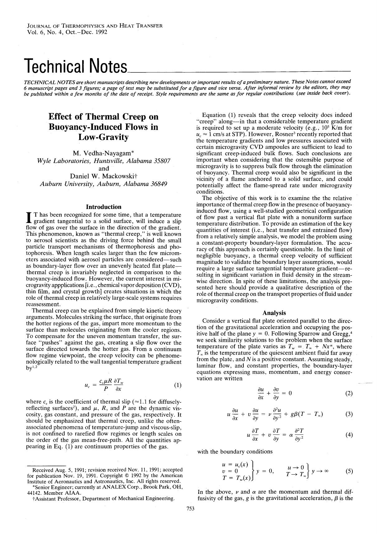 Effect of thermal creep on buoyancy-induced flows in low-gravity by Unknown