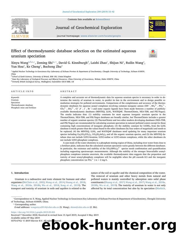 Effect of thermodynamic database selection on the estimated aqueous uranium speciation by unknow
