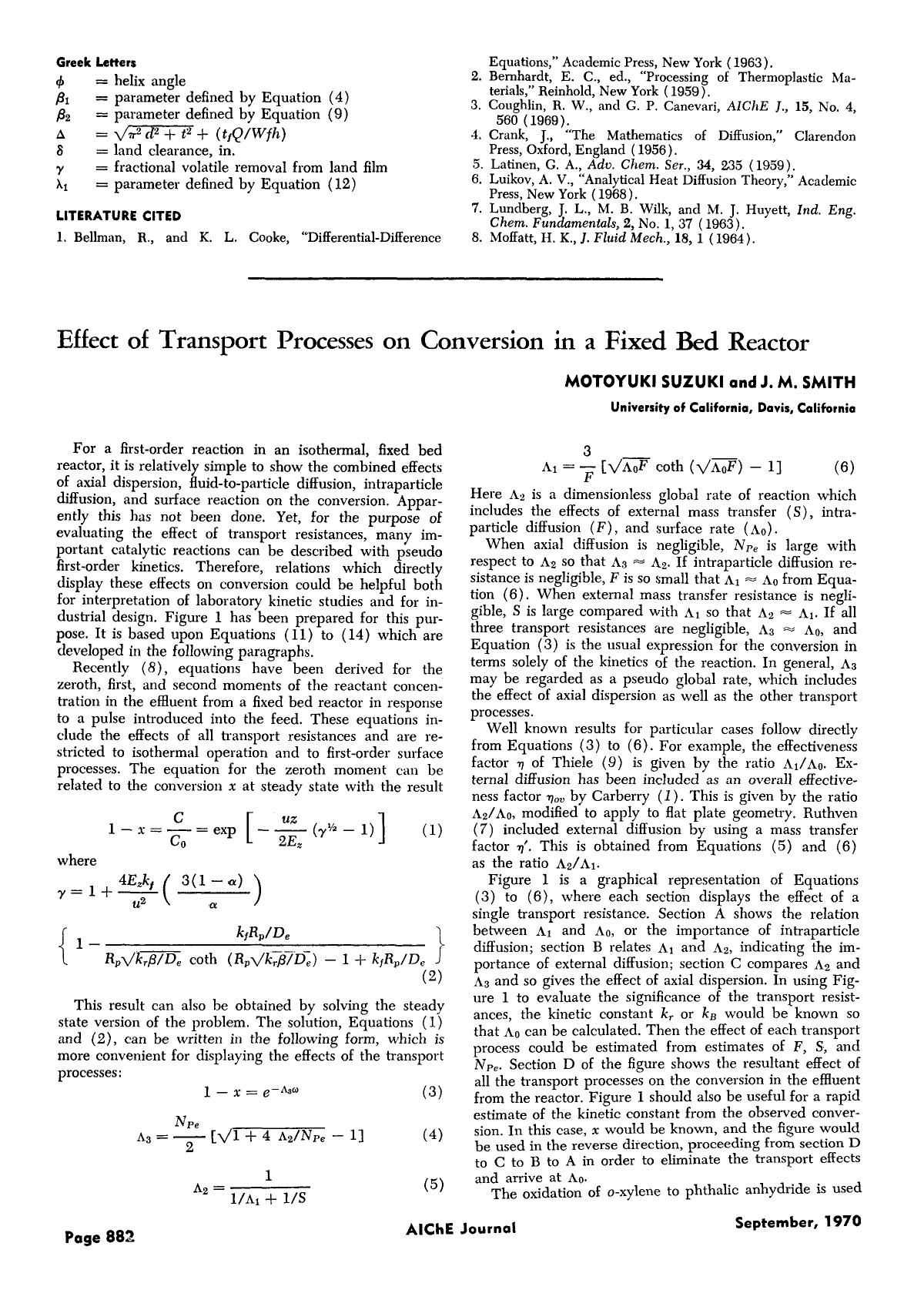 Effect of transport processes on conversion in a fixed bed reactor by Unknown