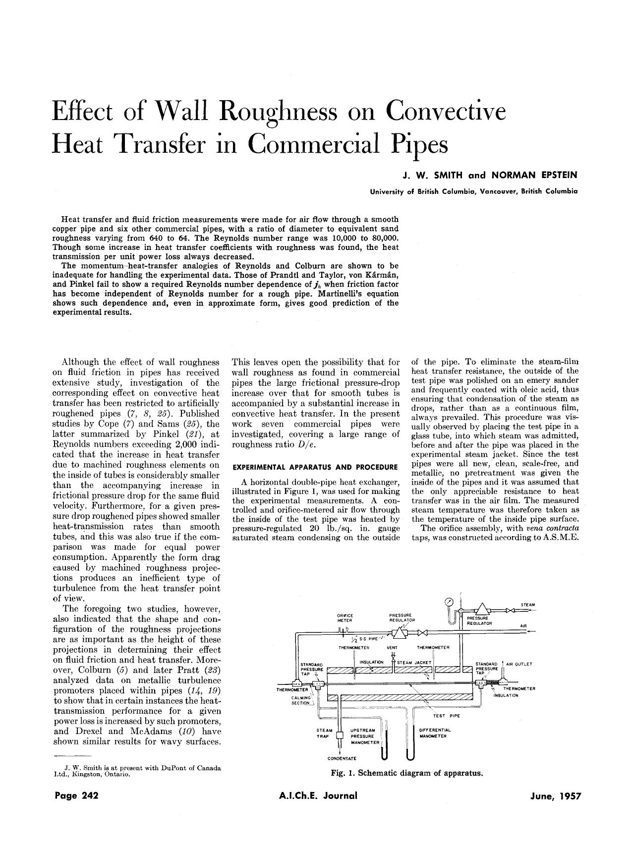 Effect of wall roughness on convective heat transfer in commercial pipes by Unknown