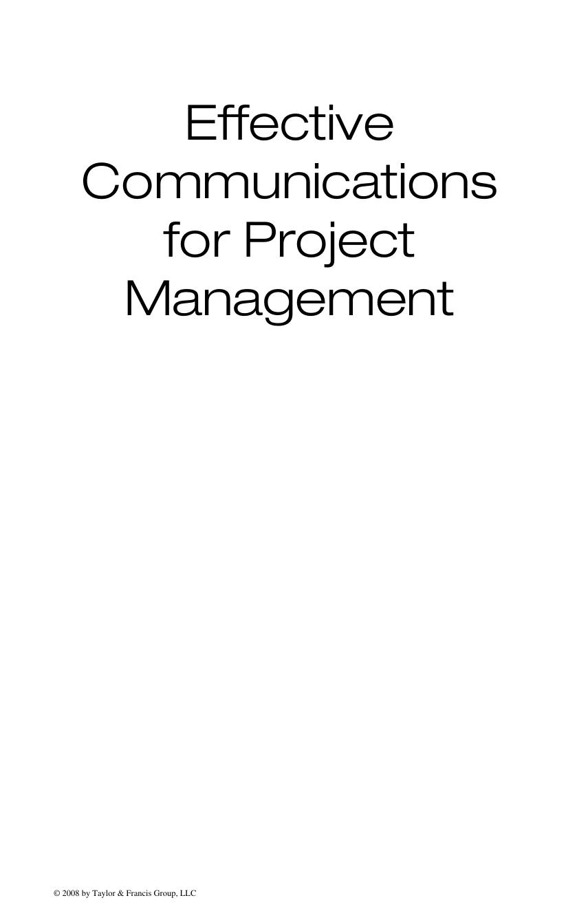 Effective Communications for Project Management by Kliem R.L