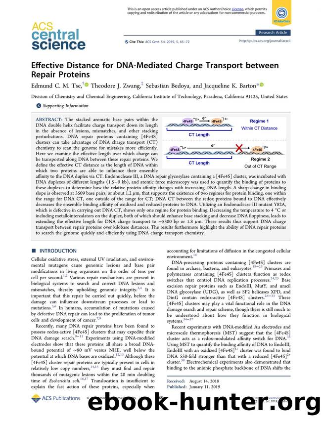 Effective Distance for DNA-Mediated Charge Transport between Repair Proteins by unknow