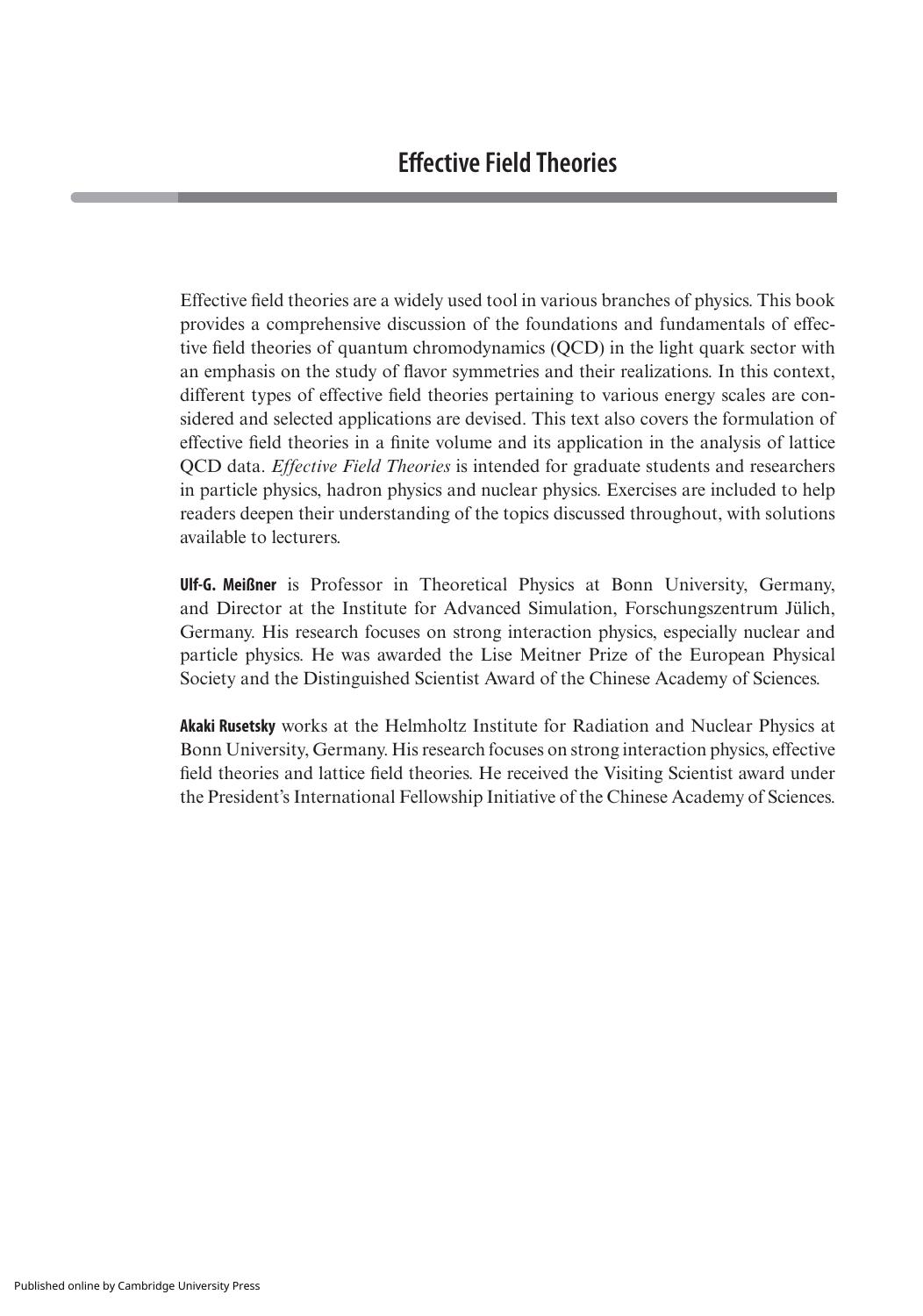 Effective Field Theories by Ulf-G Meißner Akaki Rusetsky