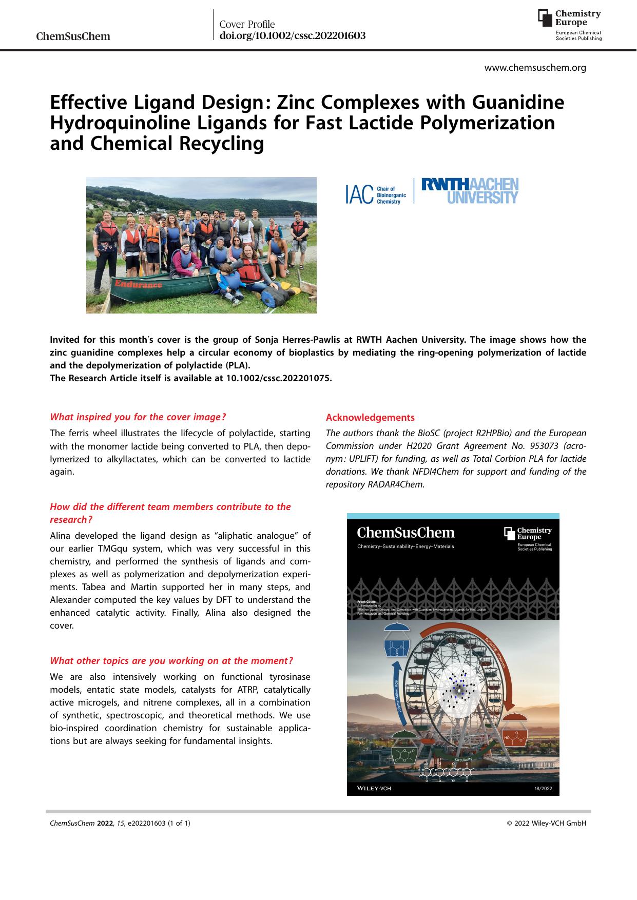 Effective Ligand Design: Zinc Complexes with Guanidine Hydroquinoline Ligands for Fast Lactide Polymerization and Chemical Recycling by Unknown