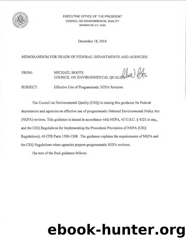 Effective Use of Programmatic NEPA Reviews by Unknown