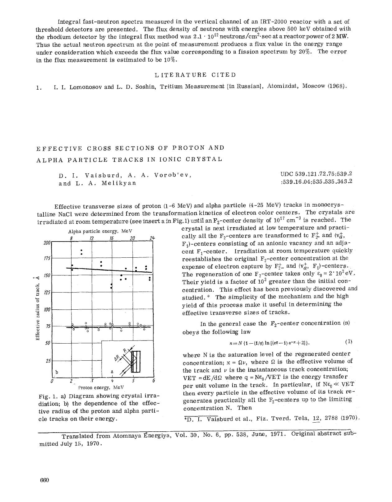 Effective cross sections of proton and alpha particle tracks in ionic crystal by Unknown