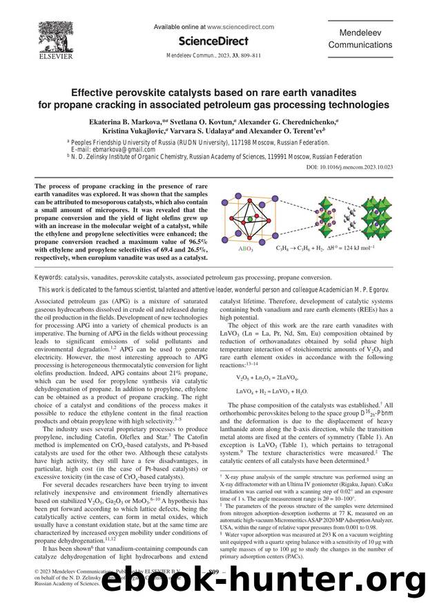 Effective perovskite catalysts based on rare earth vanadites for propane cracking in associated petroleum gas processing technologies by unknow