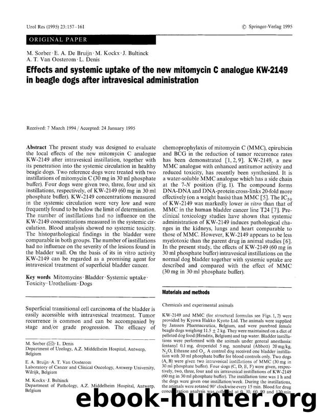 Effects and systemic uptake of the new mitomycin C analogue KW-2149 in beagle dogs after intravesical administration by Unknown