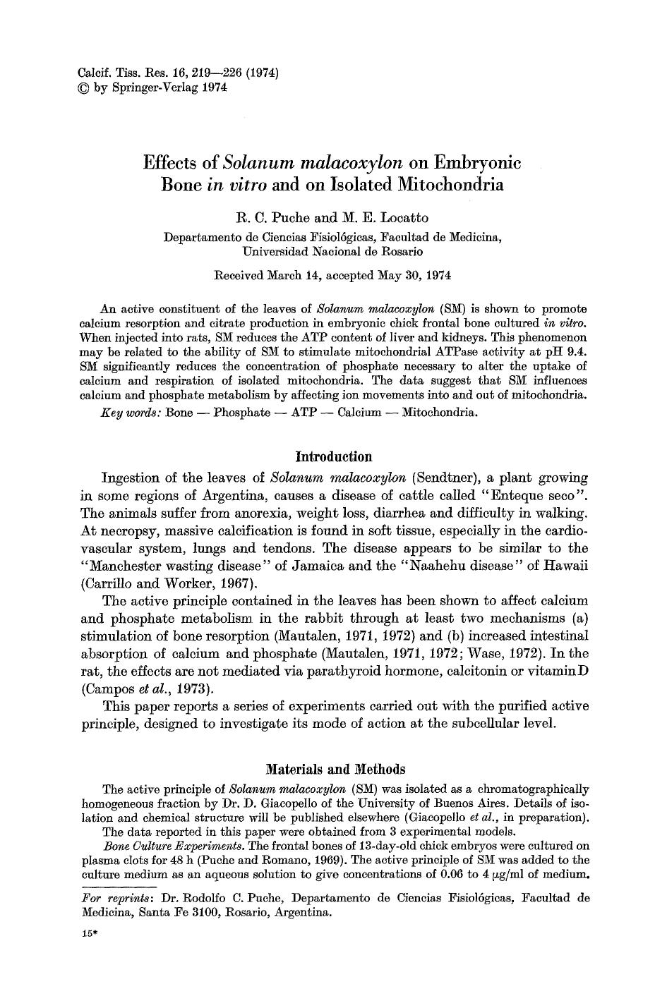 Effects of <Emphasis Type="Italic">Solanum malacoxylon <Emphasis> on embryonic bone <Emphasis Type="Italic">in vitro <Emphasis> and on isolated mitochondria by Unknown