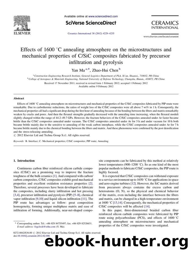 Effects of 1600Â°C annealing atmosphere on the microstructures and mechanical properties of CSiC composites fabricated by precursor infiltration and pyrolysis by Yan Ma