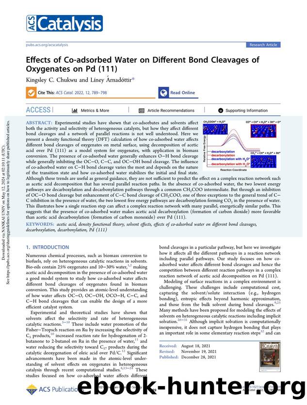 Effects of Co-adsorbed Water on Different Bond Cleavages of Oxygenates on Pd (111) by Kingsley C. Chukwu & Líney Árnadóttir