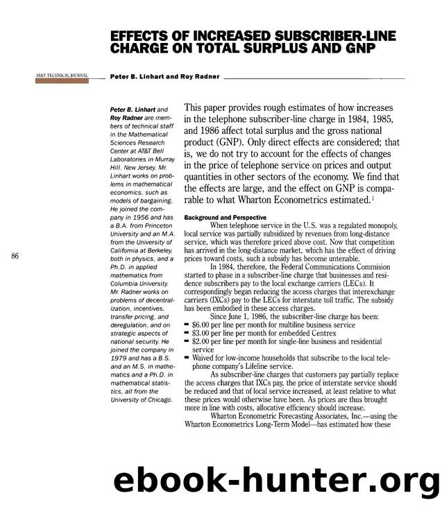 Effects of Increased SubscriberLine Charge on Total Surplus and GNP by Unknown
