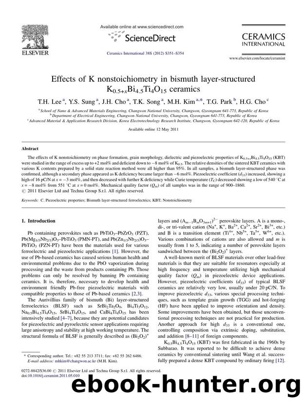 Effects of K nonstoichiometry in bismuth layer-structured K0.5+xBi4.5Ti4O15 ceramics by T.H. Lee
