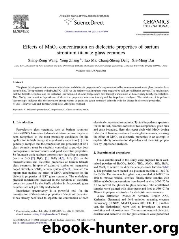 Effects of MnO2 concentration on dielectric properties of barium strontium titanate glass ceramics by Xiang-Rong Wang