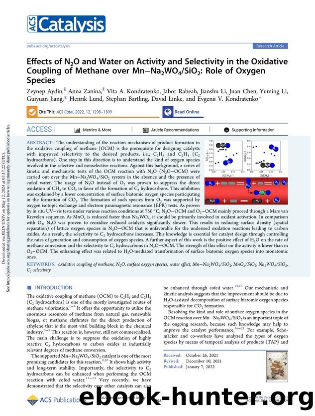 Effects of N2O and Water on Activity and Selectivity in the Oxidative Coupling of Methane over MnâNa2WO4SiO2: Role of Oxygen Species by unknow