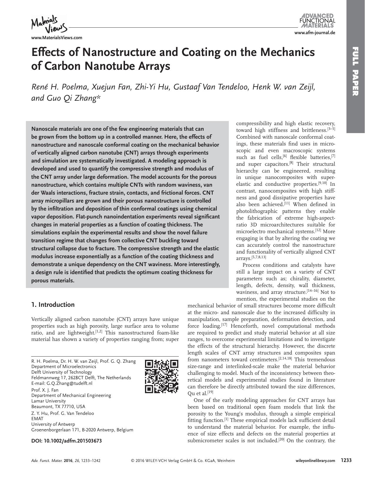 Effects of Nanostructure and Coating on the Mechanics of Carbon Nanotube Arrays by Unknown