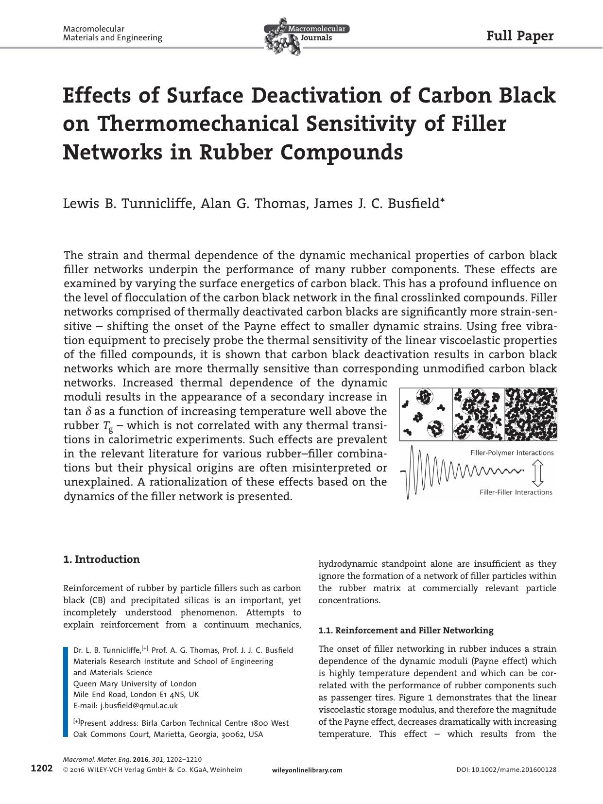 Effects of Surface Deactivation of Carbon Black on Thermomechanical Sensitivity of Filler Networks in Rubber Compounds by Unknown
