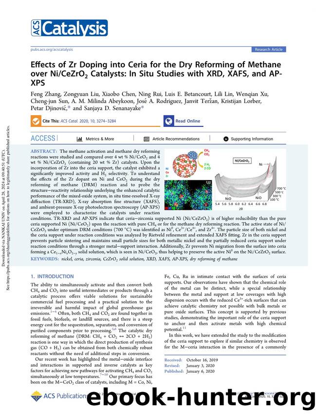 Effects of Zr Doping into Ceria for the Dry Reforming of Methane over NiCeZrO2 Catalysts: In Situ Studies with XRD, XAFS, and AP-XPS by unknow