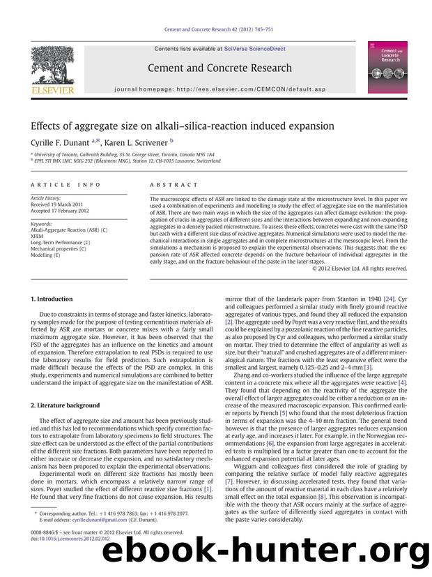 Effects of aggregate size on alkaliâsilica-reaction induced expansion by Cyrille F. Dunant & Karen L. Scrivener