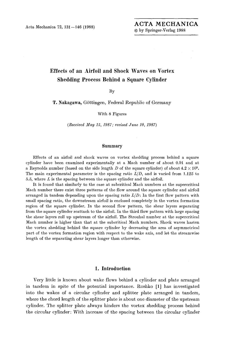 Effects of an airfoil and shock waves on vortex shedding process behind a square cylinder by Unknown
