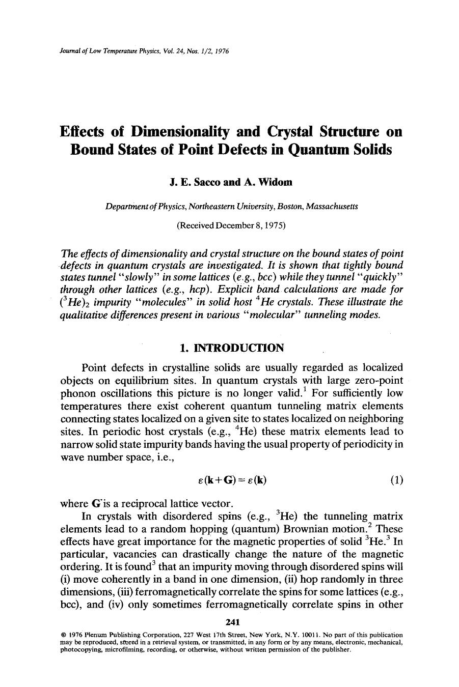Effects of dimensionality and crystal structure on bound states of point defects in quantum solids by Unknown