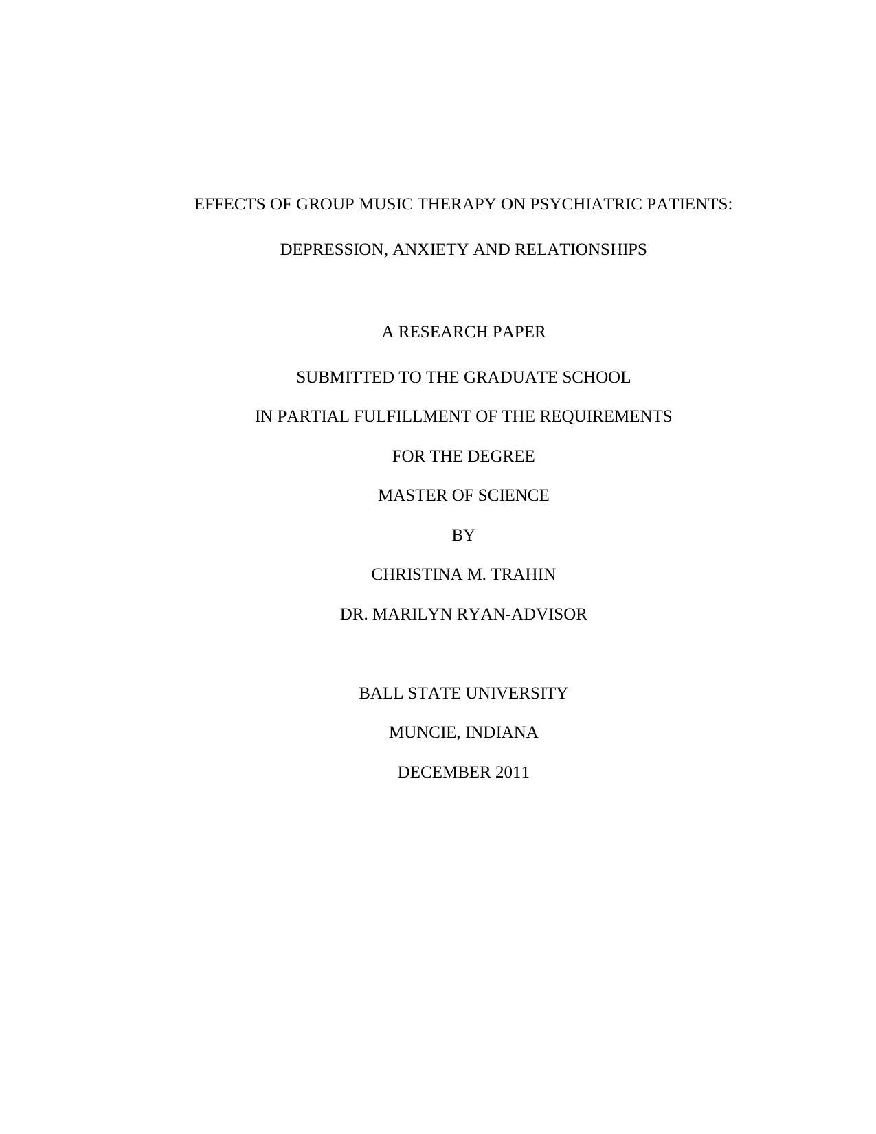 Effects of group music therapy on psychiatric patients: depression, anziety and relationchips by Trahin C