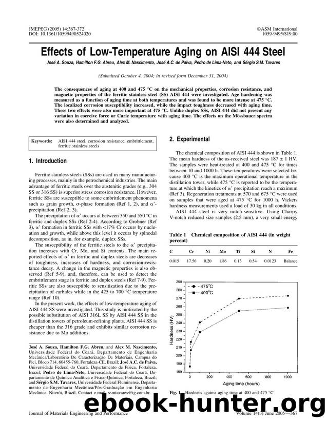 Effects of low-temperature aging on AISI 444 steel by Unknown