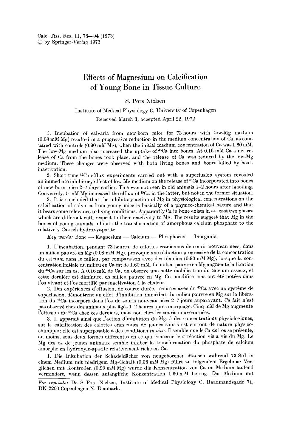 Effects of magnesium on calcification of young bone in tissue culture by Unknown