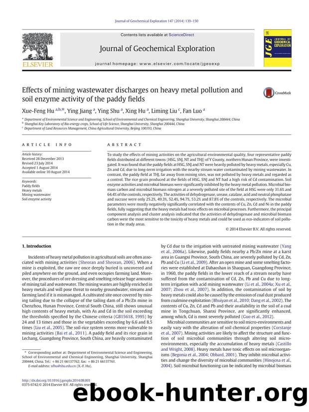 Effects of mining wastewater discharges on heavy metal pollution and soil enzyme activity of the paddy fields by Xue-Feng Hu & Ying Jiang & Ying Shu & Xing Hu & Liming Liu & Fan Luo