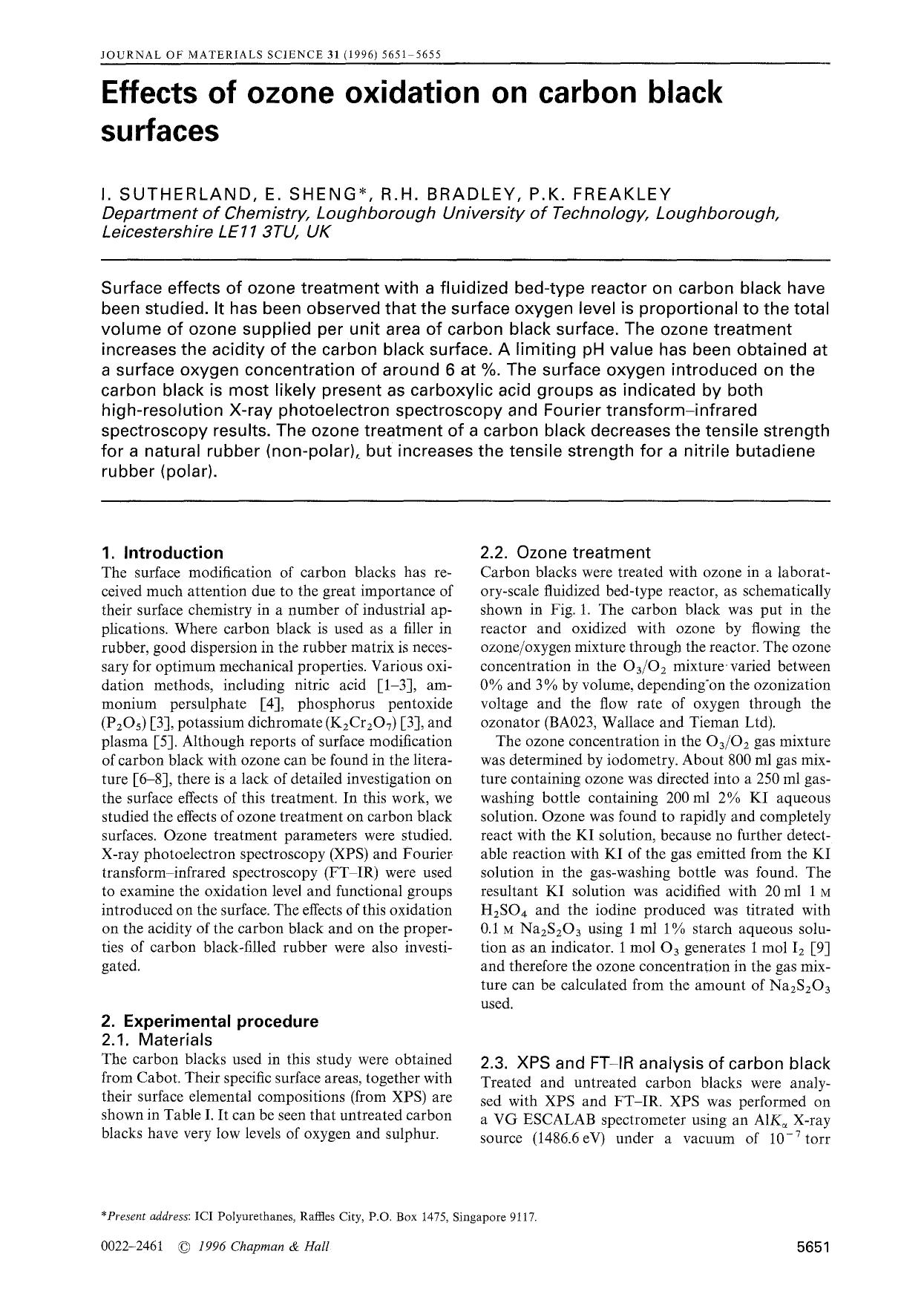 Effects of ozone oxidation on carbon black surfaces by Unknown