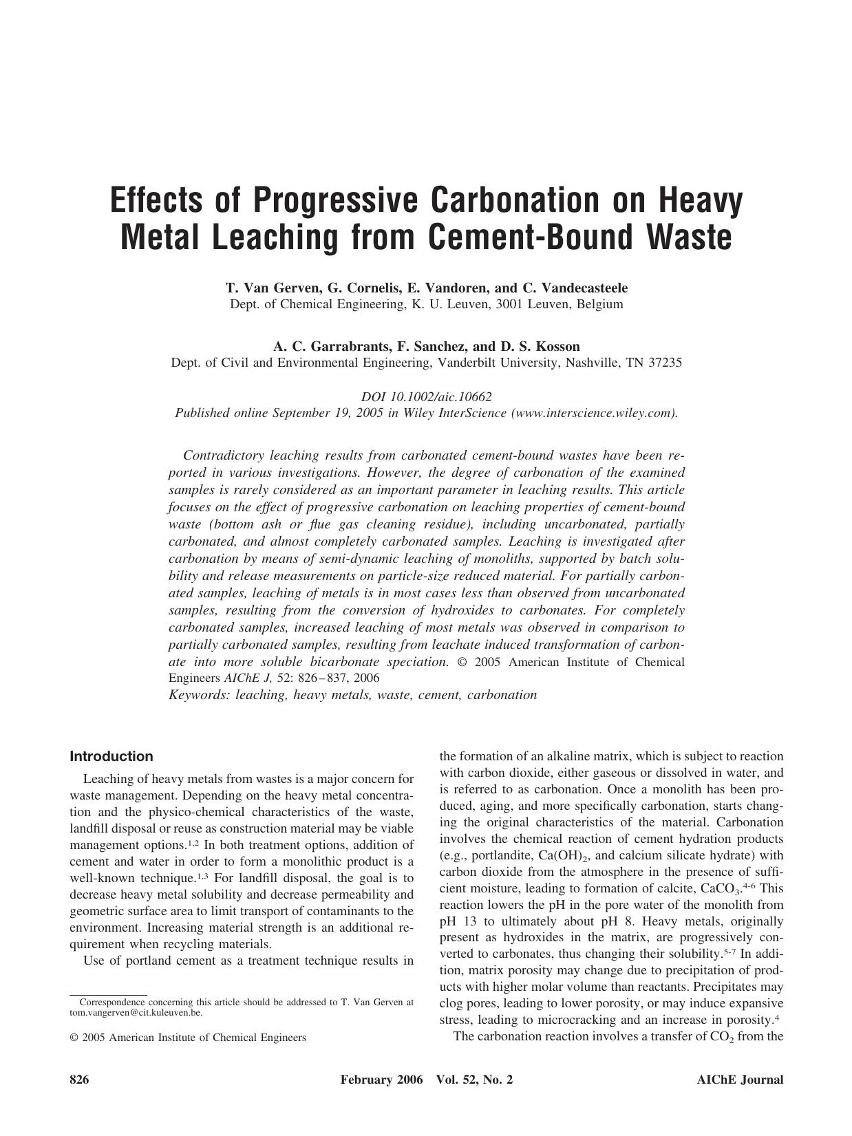 Effects of progressive carbonation on heavy metal leaching from cement-bound waste by Unknown