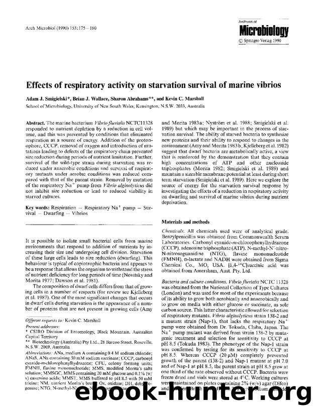 Effects of respiratory activity on starvation survival of marine vibrios by Unknown