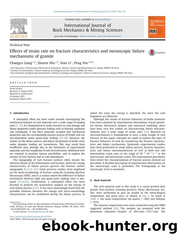 Effects of strain rate on fracture characteristics and mesoscopic failure mechanisms of granite by Changyu Liang & Shuren Wu & Xiao Li & Peng Xin