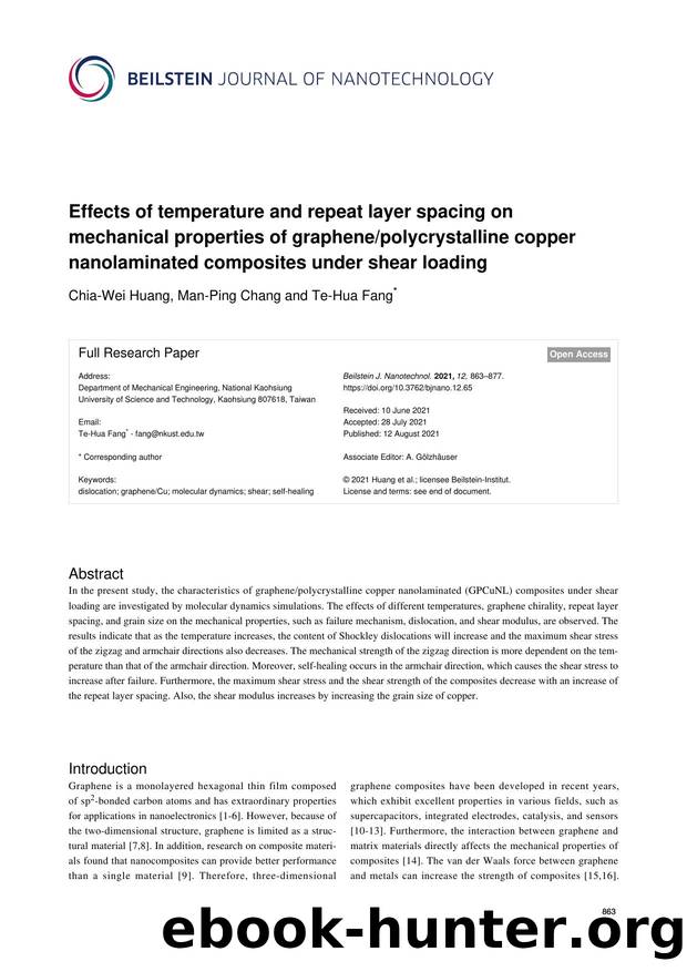 Effects of temperature and repeat layer spacing on mechanical properties of graphenepolycrystalline copper nanolaminated composites under shear loading by Chia-Wei Huang Man-Ping Chang Te-Hua Fang