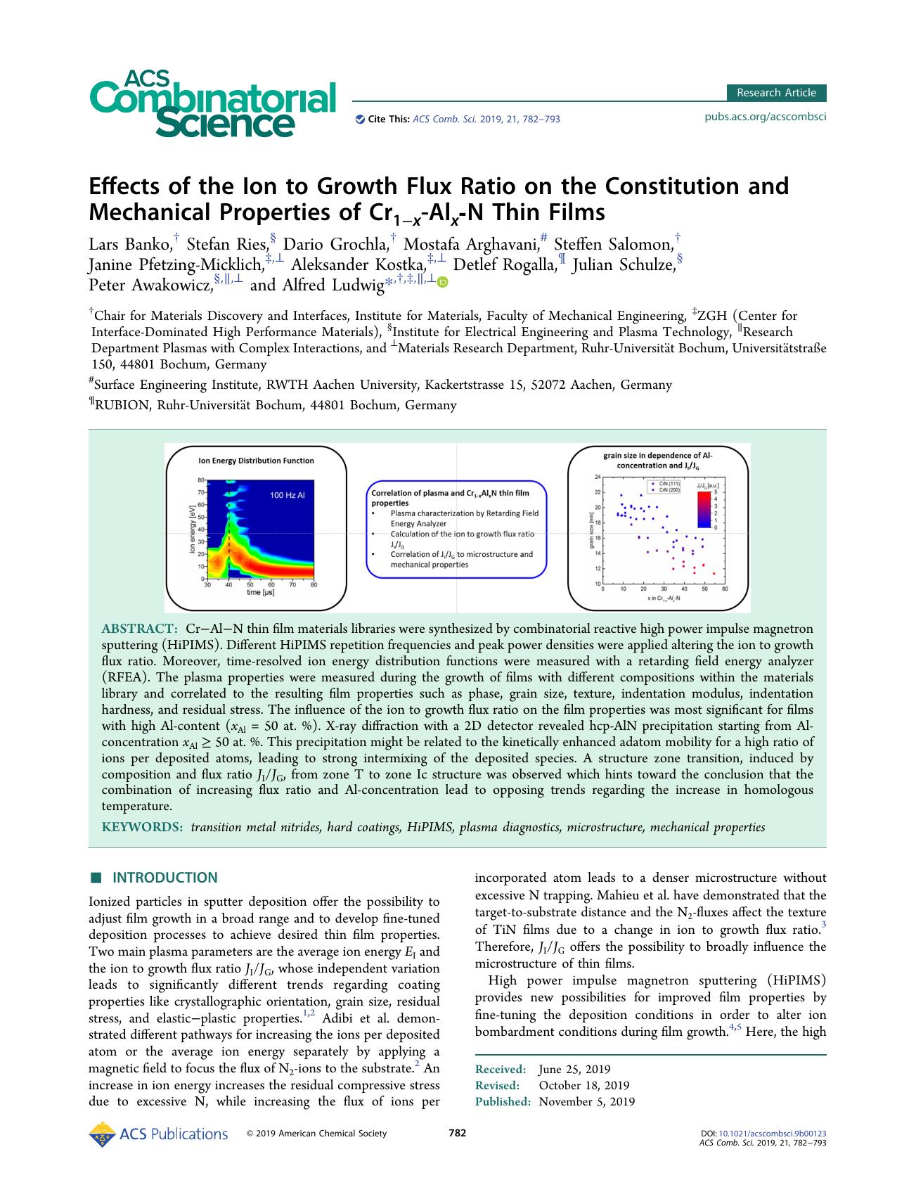 Effects of the Ion to Growth Flux Ratio on the Constitution and Mechanical Properties of Cr1âx-Alx-N Thin Films by unknow