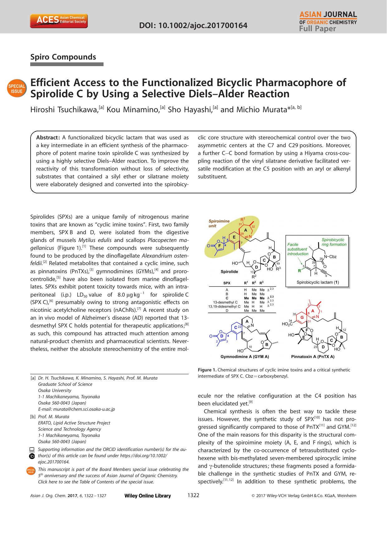 Efficient Access to the Functionalized Bicyclic Pharmacophore of SpirolideâC by Using a Selective DielsâAlder Reaction by Unknown