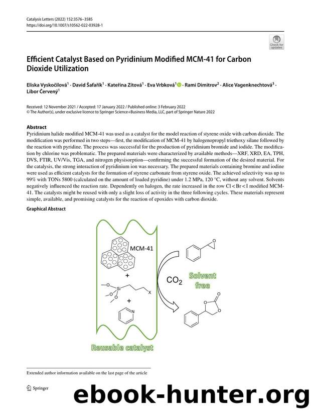 Efficient Catalyst Based on Pyridinium Modified MCM-41 for Carbon Dioxide Utilization by unknow