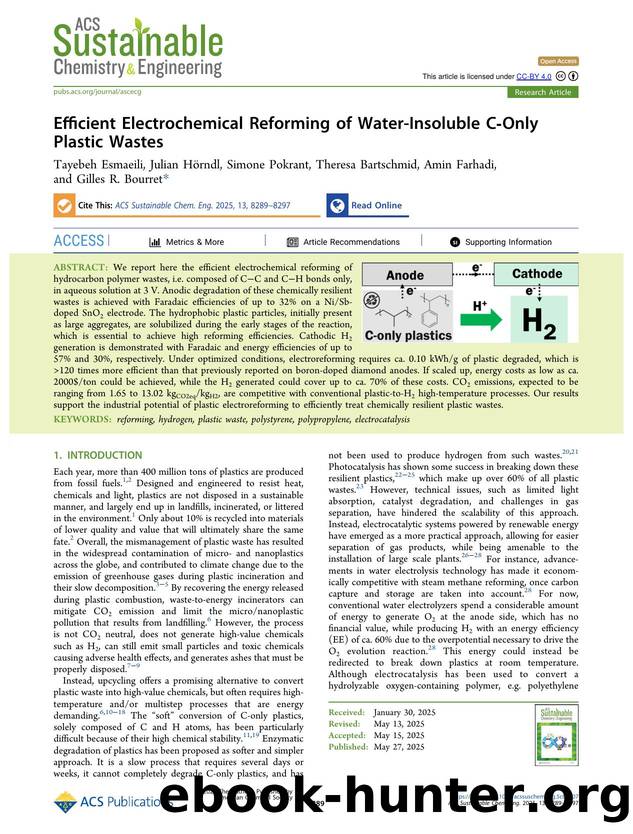 Efficient Electrochemical Reforming of Water-Insoluble C-Only Plastic Wastes by unknow