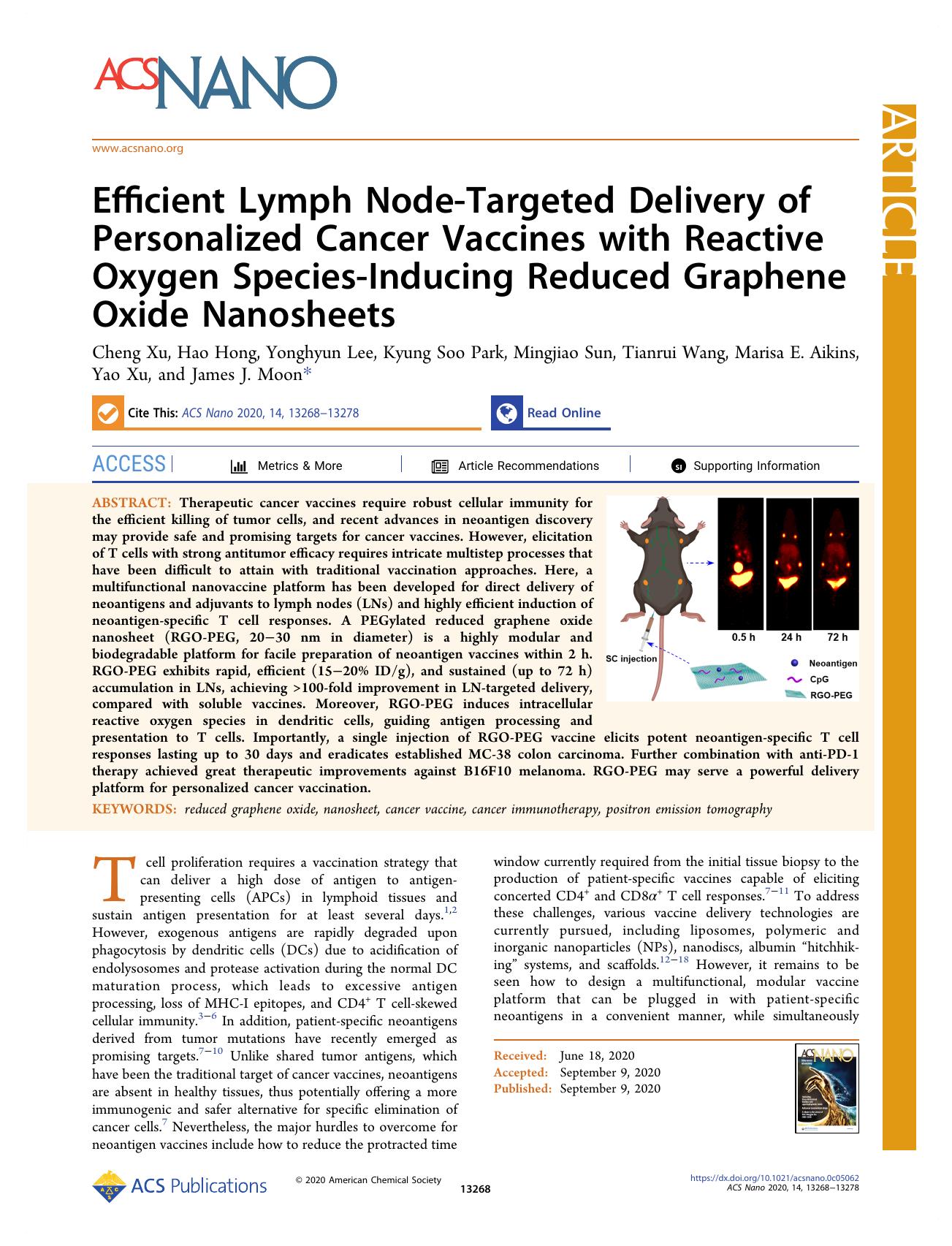Efficient Lymph Node-Targeted Delivery of Personalized Cancer Vaccines with Reactive Oxygen Species-Inducing Reduced Graphene Oxide Nanosheets by unknow