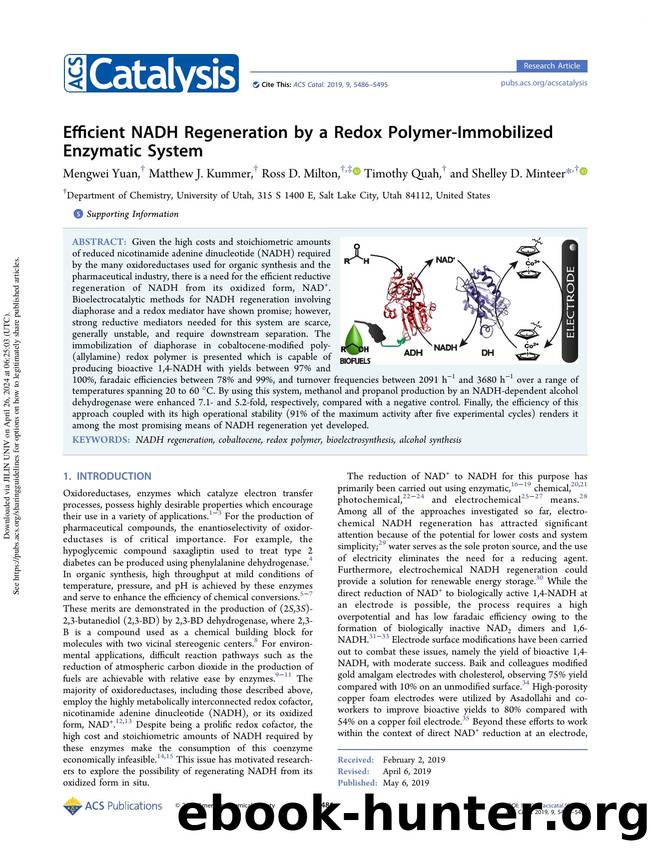 Efficient NADH Regeneration by a Redox Polymer-Immobilized Enzymatic System by Mengwei Yuan Matthew J. Kummer Ross D. Milton Timothy Quah & Shelley D. Minteer