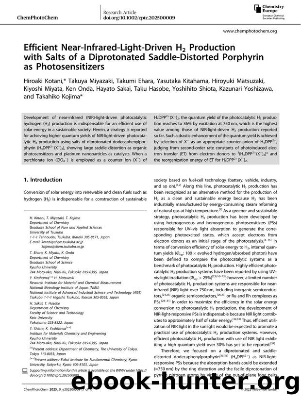 Efficient NearâInfraredâLightâDriven H2 Production with Salts of a Diprotonated SaddleâDistorted Porphyrin as Photosensitizers by unknow