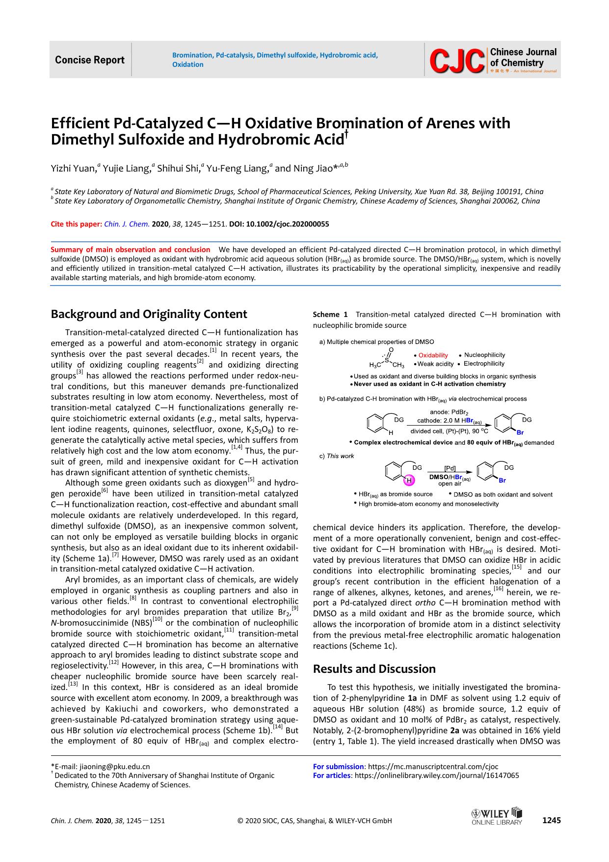 Efficient Pd-catalyzed C-H Oxidative Bromination of Arenes with DMSO and Hydrobromic Acid by unknown