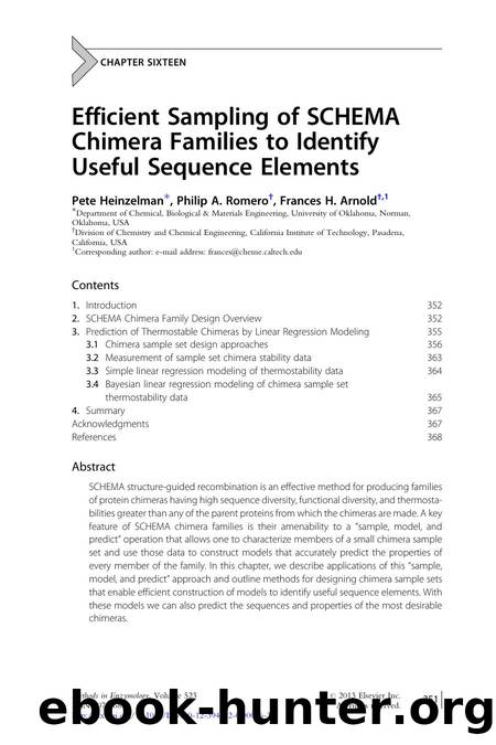 Efficient Sampling of SCHEMA Chimera Families to Identify Useful Sequence Elements by Pete Heinzelman & Philip A. Romero & Frances H. Arnold