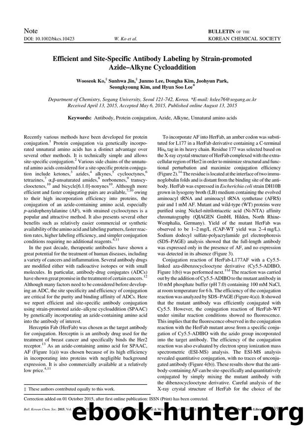 Efficient and Site-Specific Antibody Labeling by Strain-promoted Azide-Alkyne Cycloaddition by Unknown