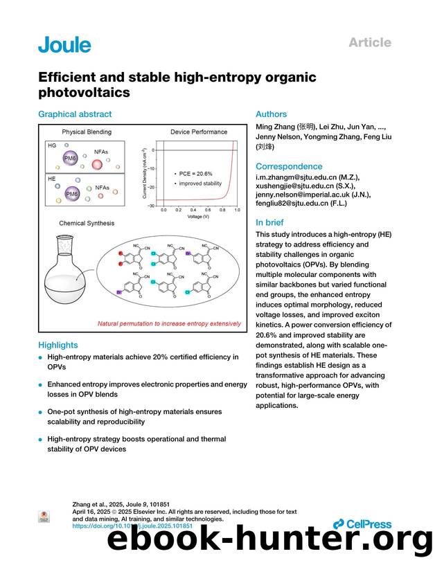 Efficient and stable high-entropy organic photovoltaics by unknow
