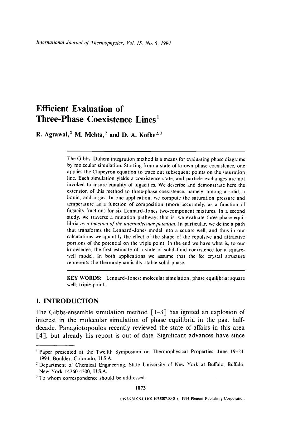 Efficient evaluation of three-phase coexistence lines by Unknown