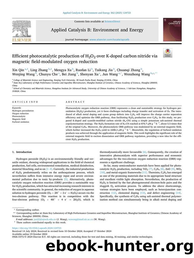Efficient photocatalytic production of H2O2 over K-doped carbon nitride via magnetic field-modulated oxygen reduction by unknow