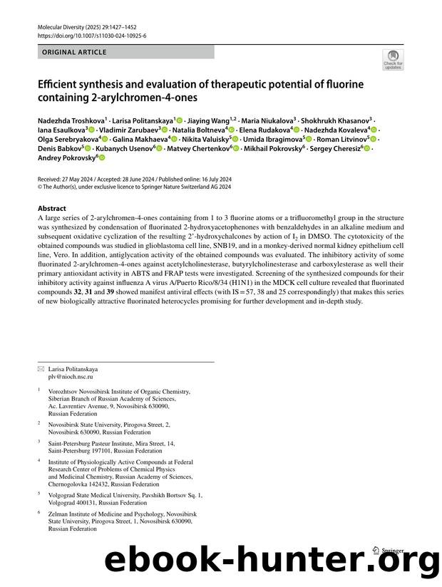 Efficient synthesis and evaluation of therapeutic potential of fluorine containing 2-arylchromen-4-ones by unknow